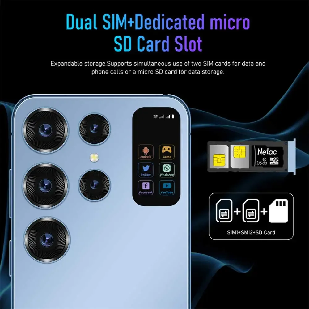 Original S24 Ultra 7.0inch Smartphone 16GB+1TB Cell Phone Dual Sim Celulares Android Mobile Phones Face Unlock 7000mAh Cellphone