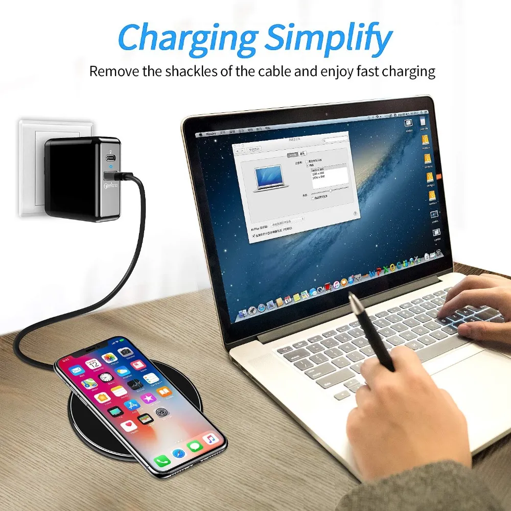 FDGAO 30W Wireless Charger USB C Fast Charging Pad Quick Charge QC 3.0 For iPhone 15 14 13 12 11 XS XR X 8 Samsung S23 S22 S21