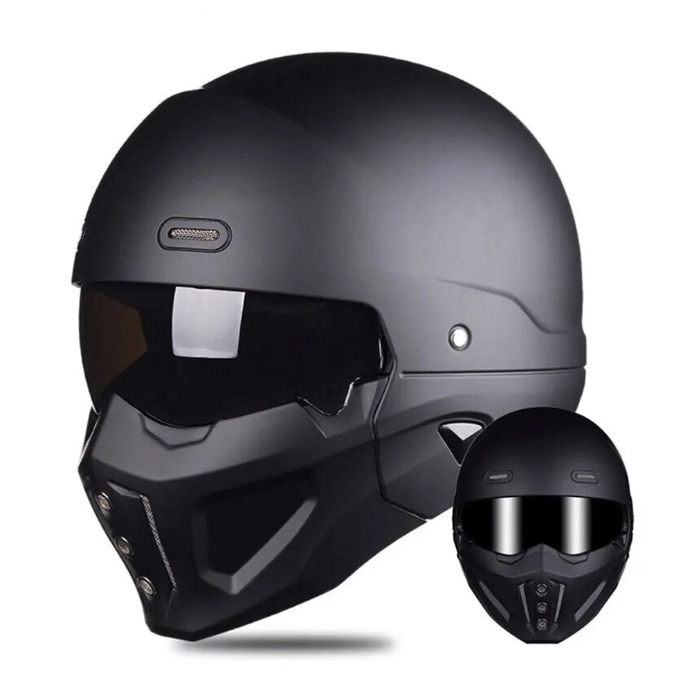 Retro Capacete Detachable For Motorcycle Bike Quick Release ABS Open Helmet Full Face Matt Black Modular Classic Professional