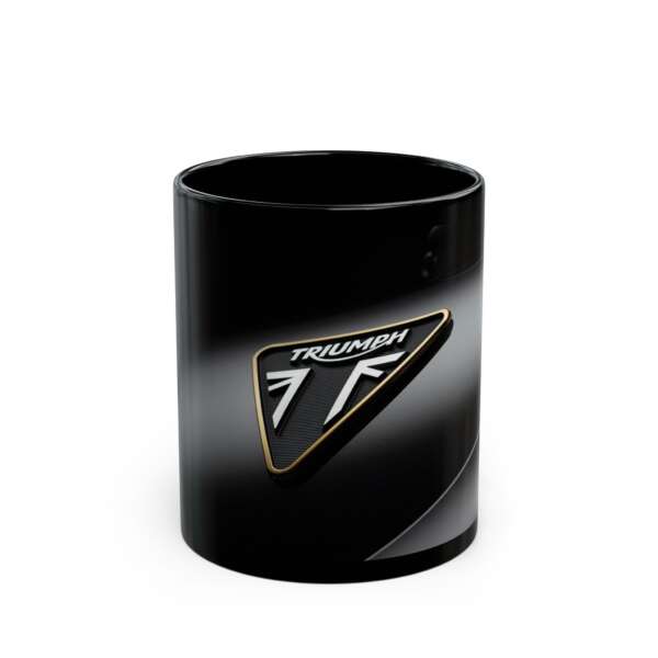 Triumph Motorcycle Logo Mug | Black Ceramic Coffee Cup, 11oz or 15oz